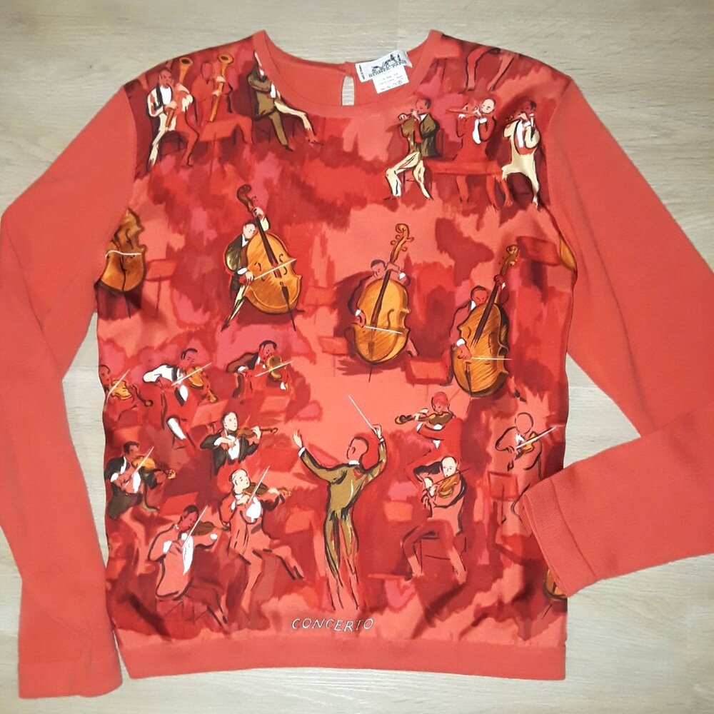 Magnificent Hermes "Concerto" silk pattern sweater